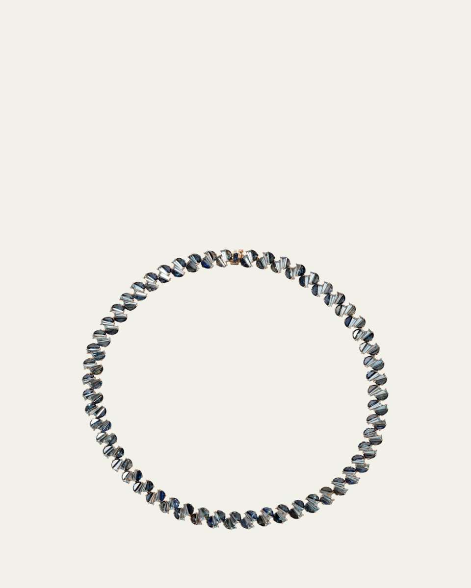 20K Rose Gold Braided Rivire Choker with Parti Sapphire and Aquamarine